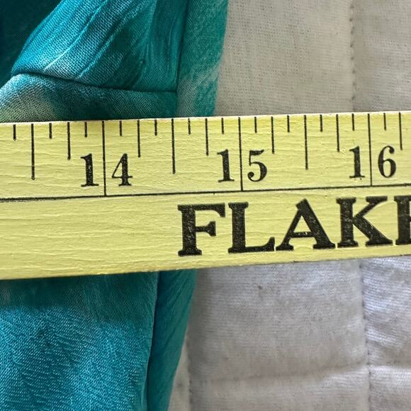 Vintage DRESSBARN Dress Womens 16 Teal Blue Chiffon Maxi Retro Flowy Fairycore - Picture 9 of 11